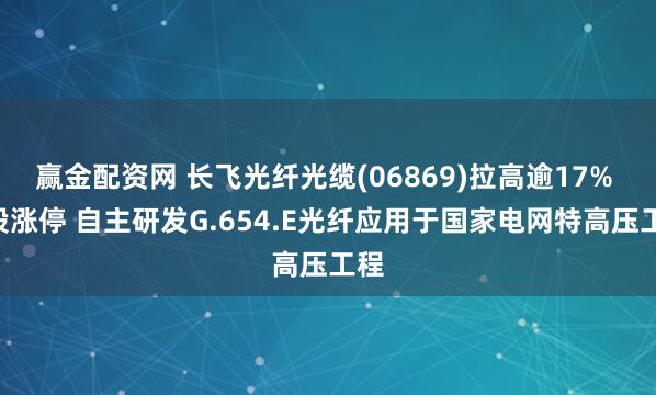 赢金配资网 长飞光纤光缆(06869)拉高逾17% A股涨停 自主研发G.654.E光纤应用于国家电网特高压工程